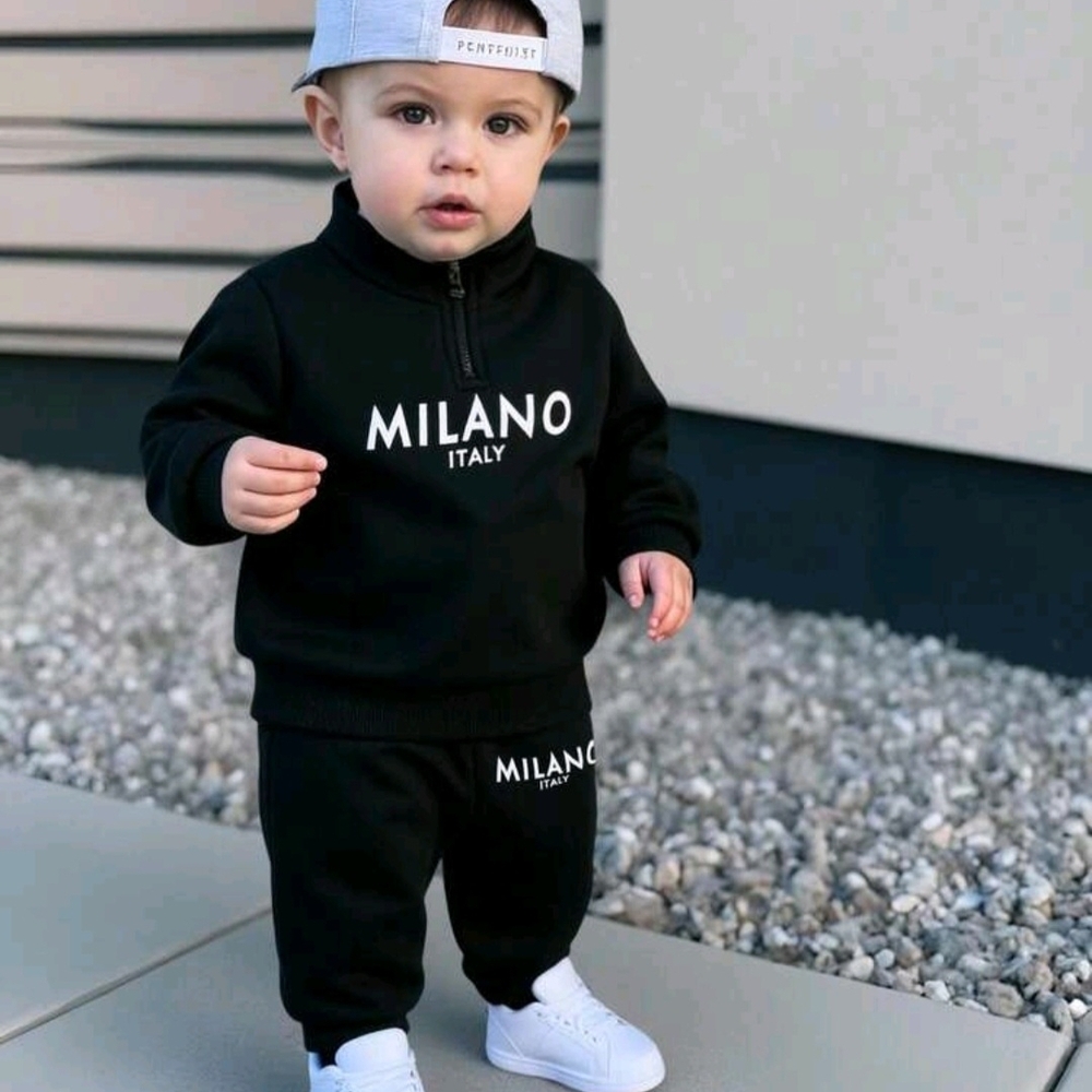 MILANO Italy Black Kids Sweatshirt & Jogger Set
